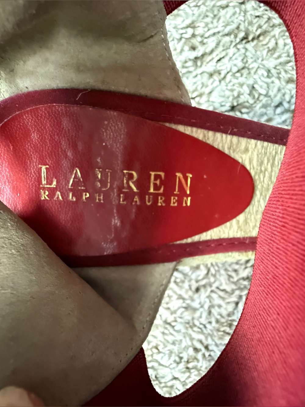 Lauren Ralph Lauren Red Canvas Espadrille Wedge Sandals with Ankle Strap - Picture 9 of 9